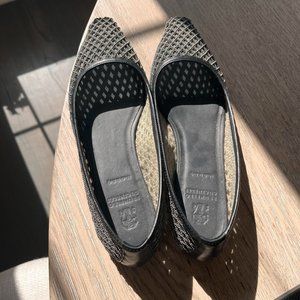 BRUNELLO CUCINELLI Bead-embellished laser-cut leather point-toe flats